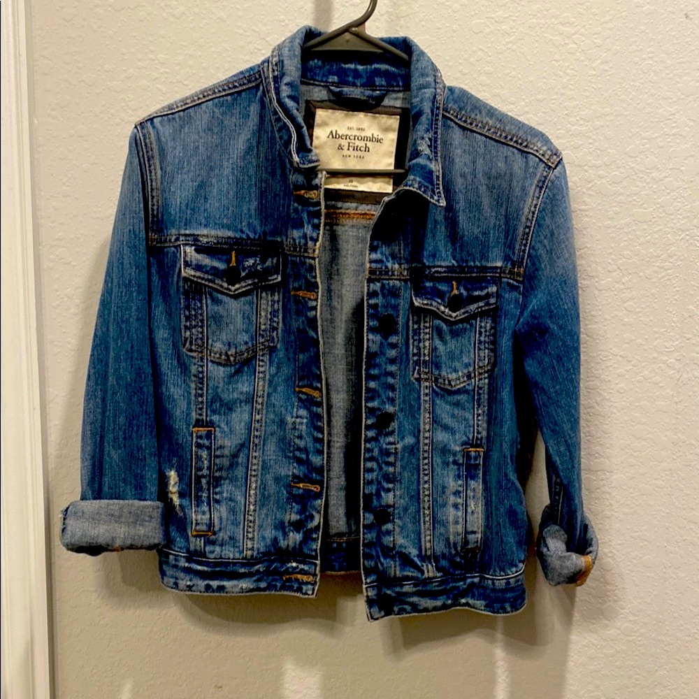 Abercrombie & Fitch Classic Blue Distressed Denim Jacket